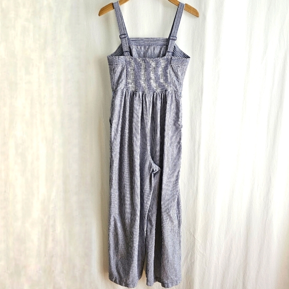Old Navy Blue & White Stripe Linen Blend Jumpsuit - Picture 8 of 16